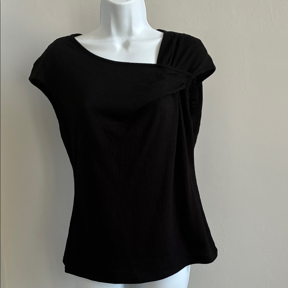 Max Studio Black Asymmetrical Pullover Knit Top